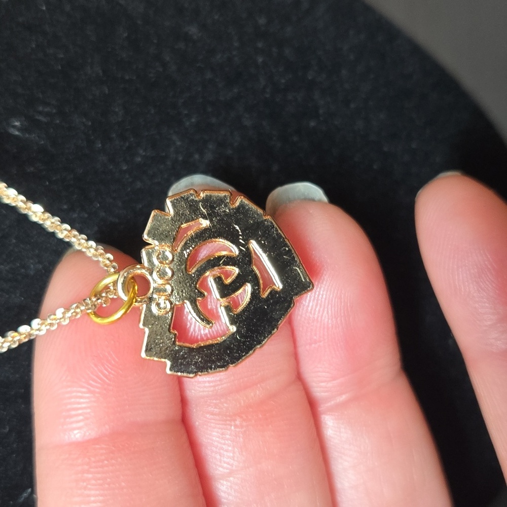 GOLD HEART GUCCI Upcycled CHARM WITH 16" CHAIN NECKLACE - Picture 4 of 5